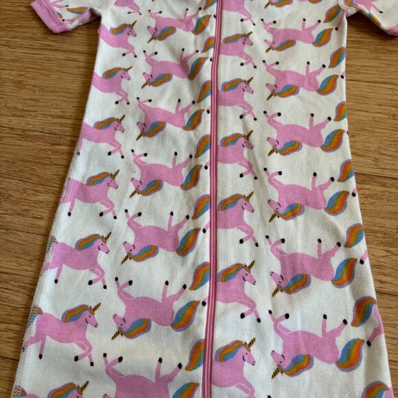 Hanna Andersson Pajamas 3T Unicorns Pink Zipper Organic Cotton Short sleeve - Picture 4 of 4